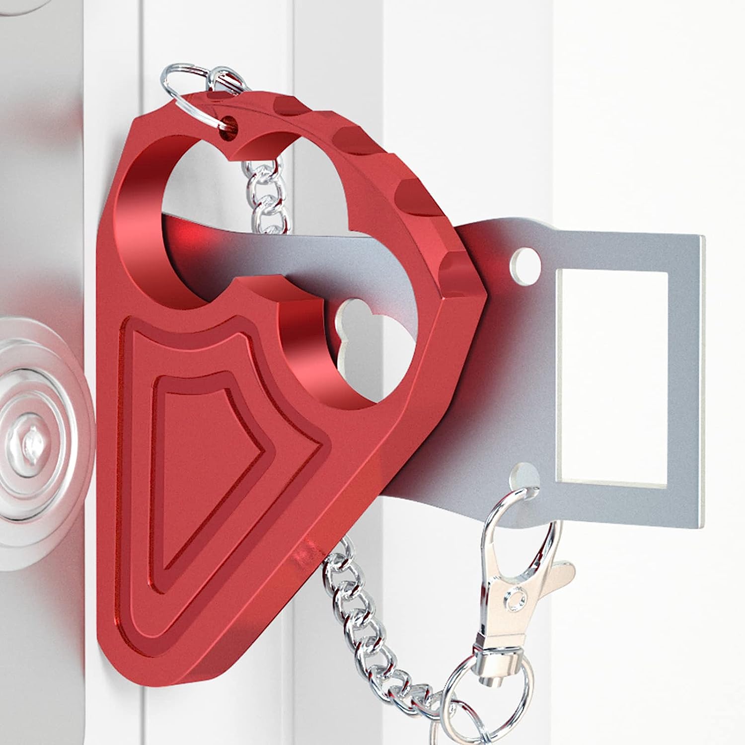 Portable Door Lock, Hotel Door Locks for Travelers Metal, Prevent Unauthorized Entry, Apartment Essentials, Home Security, Traveling Essentials （Red）
